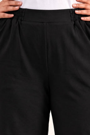 Plus Size SoftEase V Neck Black Cotton Coord Set