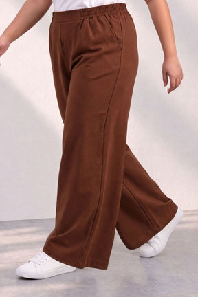 Plus Size SoftEase V Neck Brown Cotton Kurta Coord Set