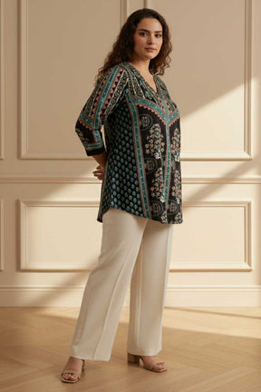 Plus Size Black Blue SnugWeave™ Winter Top