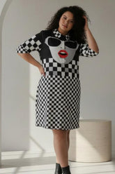 Bold Face Shirt Dress