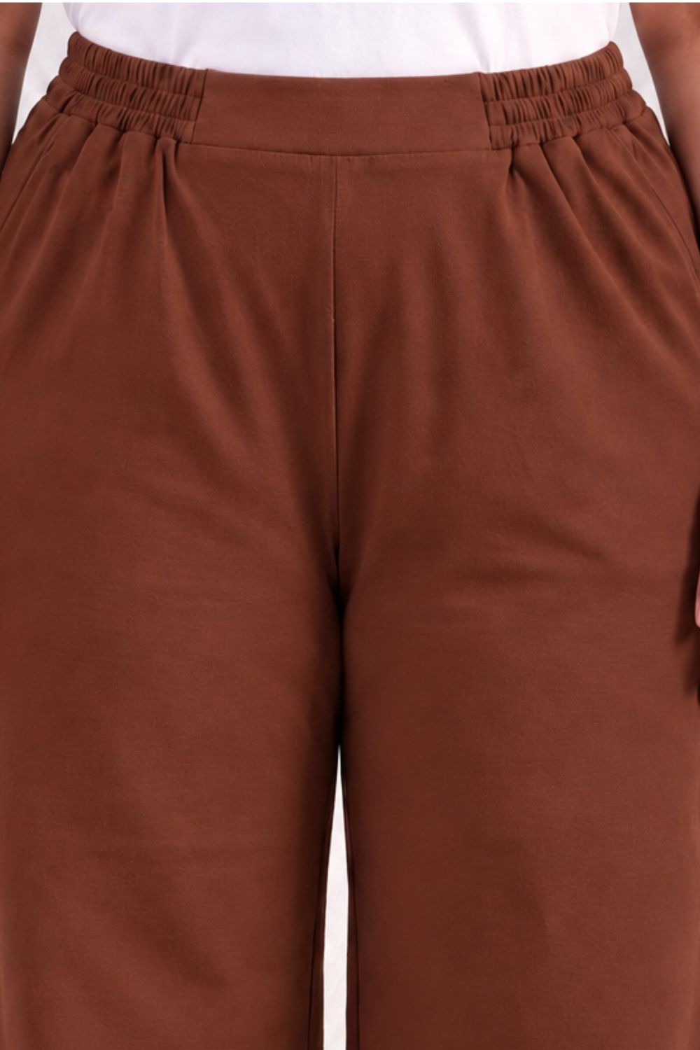 Plus Size SoftEase V Neck Brown Cotton Coord Set