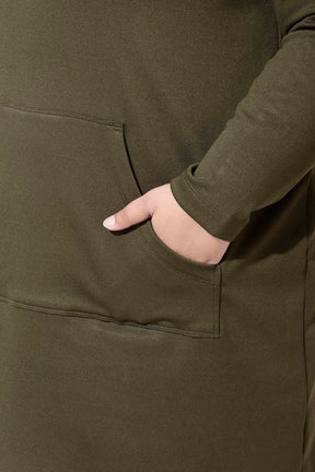 Plus Size Olive Sweatshirt Hoodie Winter Dress