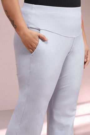 Plus Size Ice Blue Tummy Shaper Flare Pants