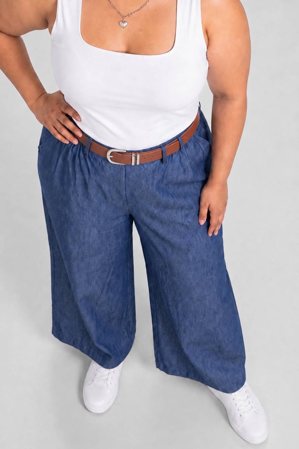 Plus Size Wide Leg Easy PullOn Dark Denim