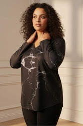 Plus Size Black SnugWeave™ Winter Top - V Neck