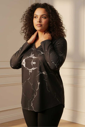 Plus Size Black SnugWeave™ Winter Top - V Neck