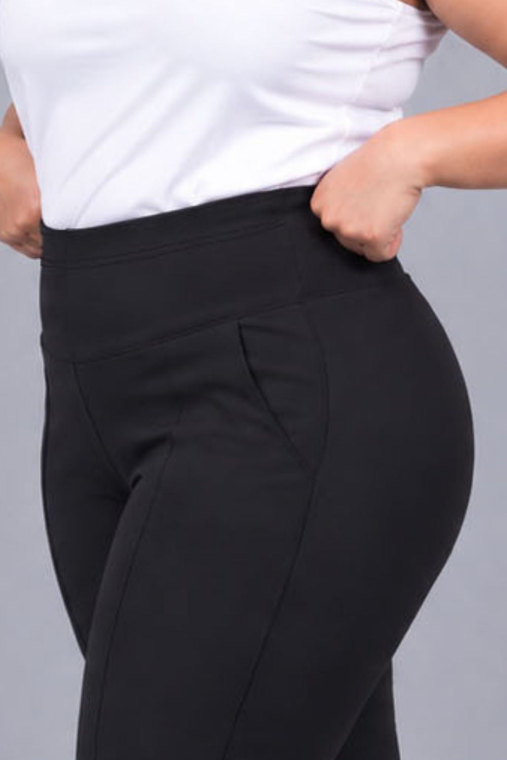 Plus Size Black Tummy Shaper Straight Fit Pants