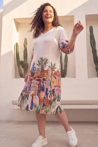 Plus Size Urban Art Print A-Line Dress