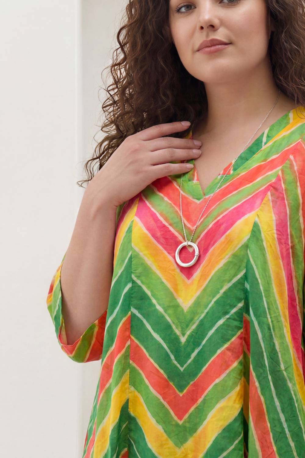 Plus Size Multicolor Chevron Plus Size Midi Dress