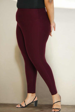 Wine Red Tummy Tucker Jeggings