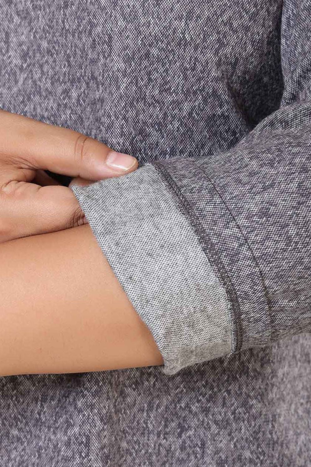 Plus Size Grey Melange  V Neck SnugWeave Winter Top