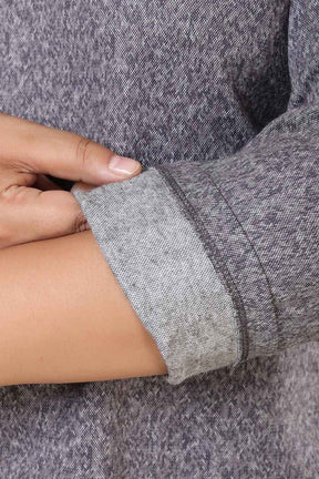 Plus Size Grey Melange  V Neck SnugWeave Winter Top
