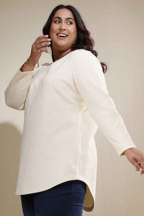 Plus Size Ivory Chunky Knit V Neck Top