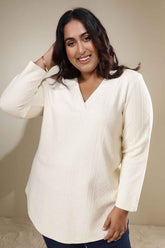 Plus Size Ivory Chunky Knit V Neck Top