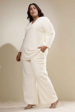 Plus Size Ivory Chunky Knit Top Coord Set