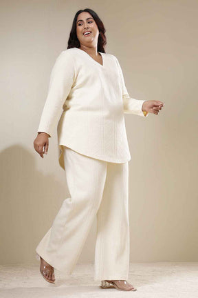 Plus Size Ivory Chunky Knit Top Coord Set