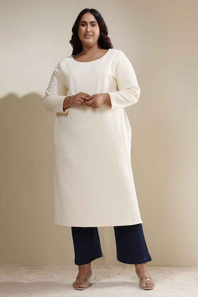 Plus Size Ivory Chunky Knit Round Neck Kurta