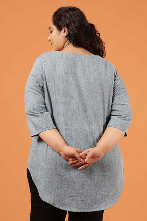 Plus Size Acid Wash Denim Cotton Top