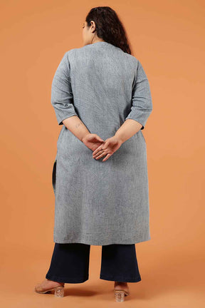 Plus Size Acid Wash Denim Cotton Kurta