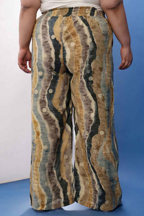 Plus Size Earthy Abstract Print V Neck Kurta Coord Set