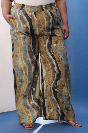 Plus Size Earthy Abstract Print V Neck Kurta Coord Set