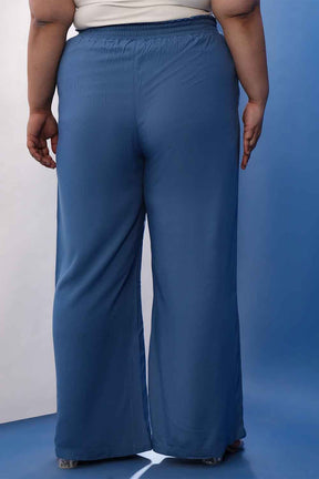 Plus Size Blue Rayon Twill V Neck Kurta Coord Set