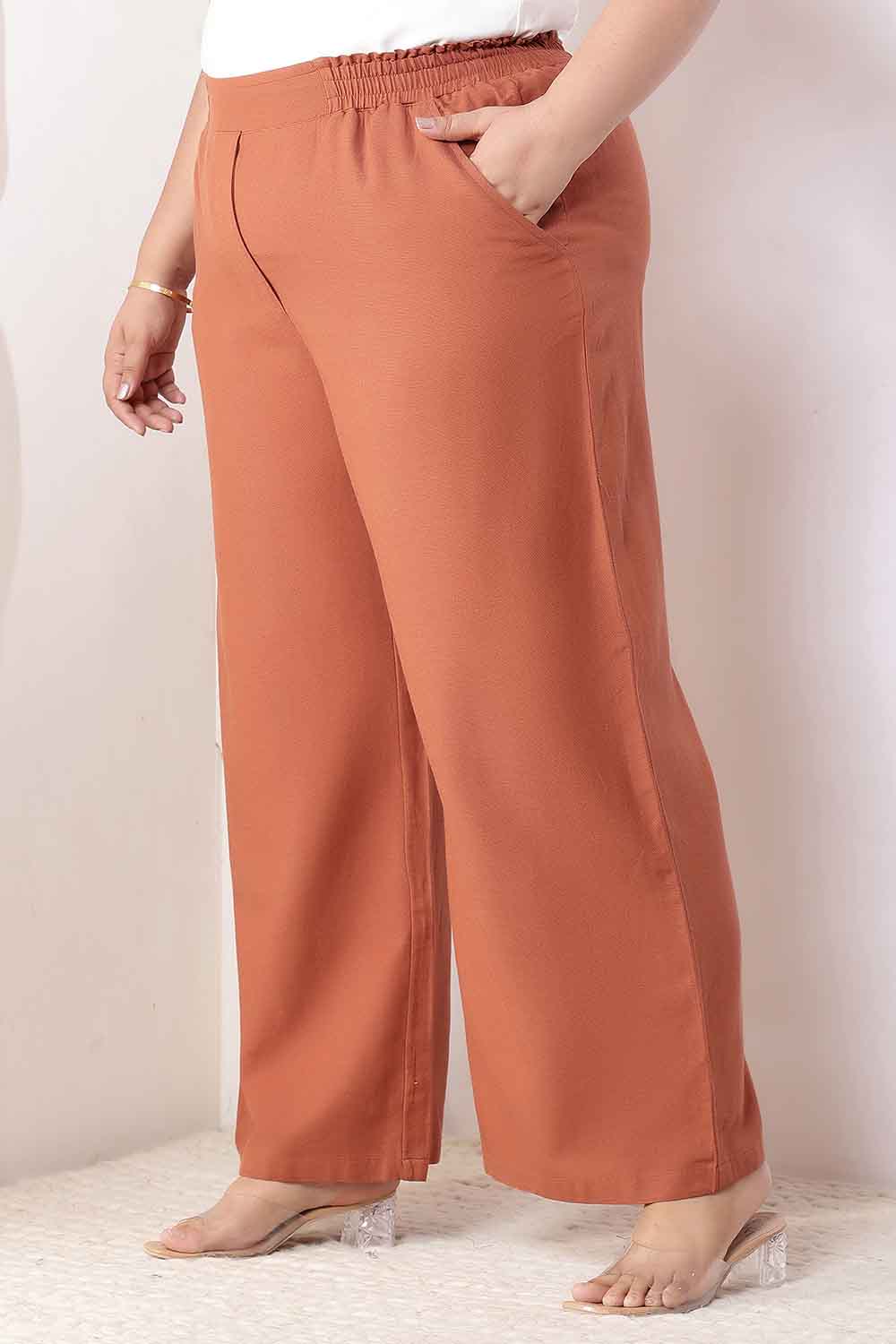 Plus Size  Mocha Brown Cotton Linen Kurta Coord Set