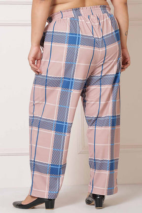 Plus Size Pink Blue Checkered Pants