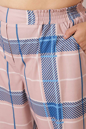 Plus Size Pink Blue Checkered Pants