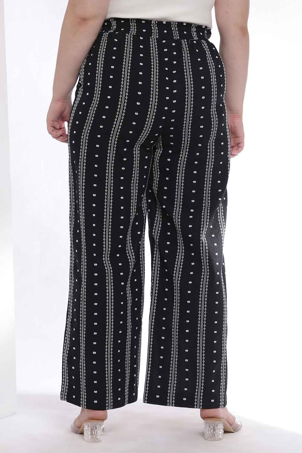 Plus Size Black Weave Work Kurta Coord Set