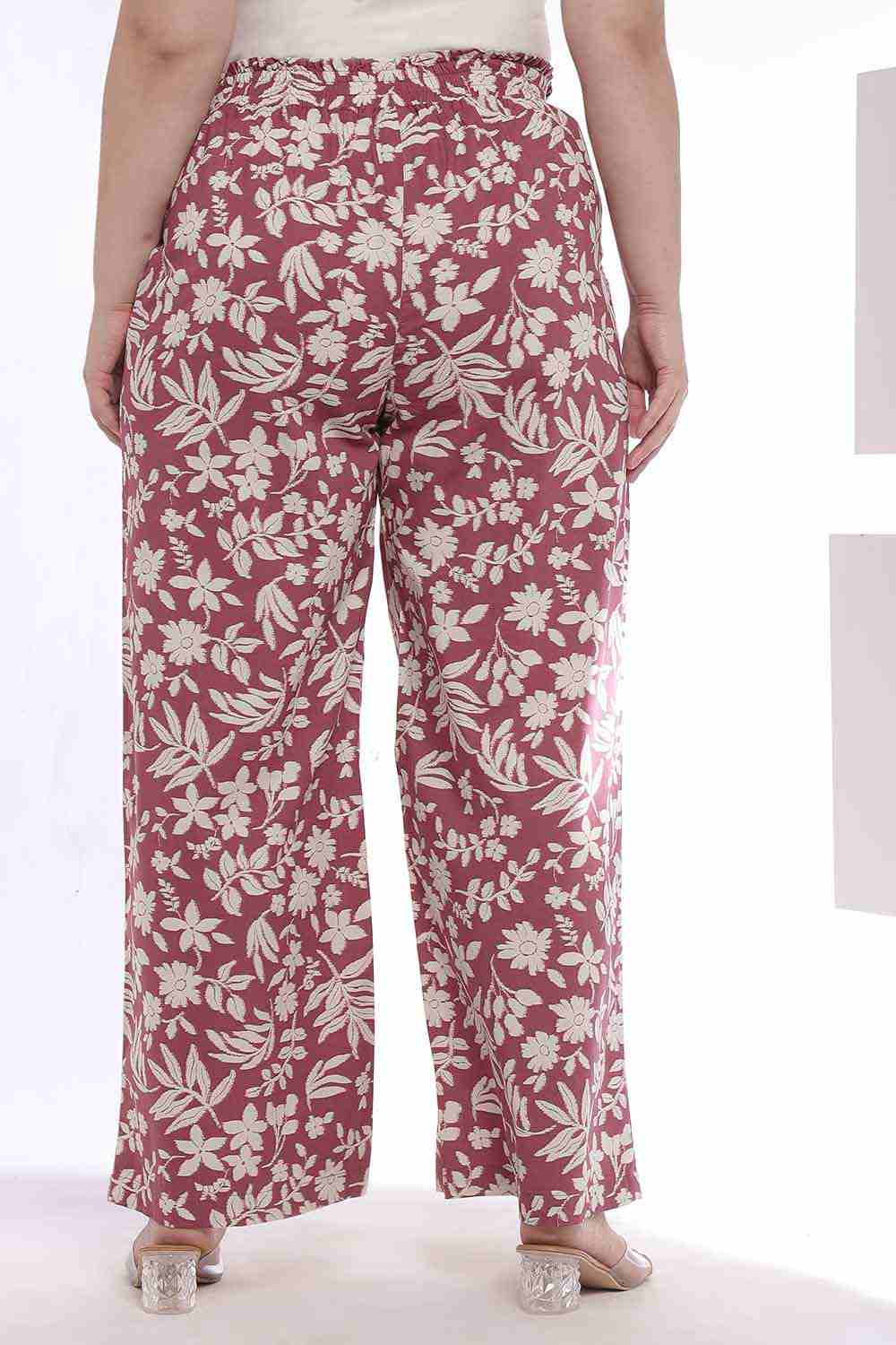 Plus Size Purple Taupe Floral Print Kurta Coord Set