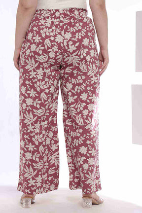Plus Size Purple Taupe Floral Print Kurta Coord Set
