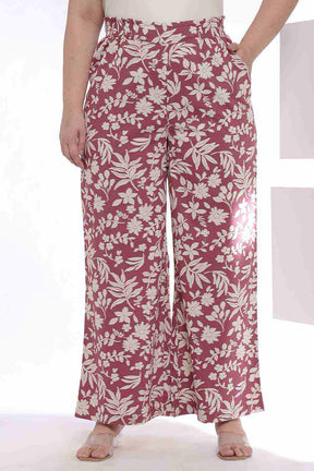 Plus Size Purple Taupe Floral Print Kurta Coord Set
