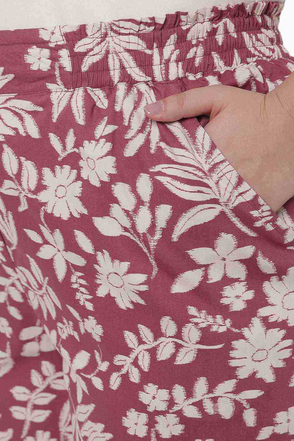 Plus Size Purple Taupe Floral Print Kurta Coord Set
