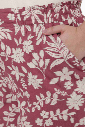 Plus Size Purple Taupe Floral Print Kurta Coord Set