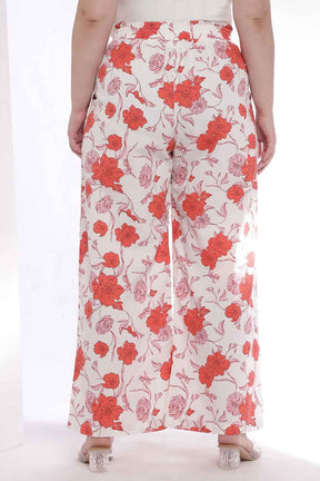 Plus Size Red Floral Print Shirt Coord Set