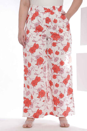 Plus Size Red Floral Print Shirt Coord Set