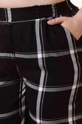 Plus Size Black & White Checkered Rayon Twill Kurta Coord Set
