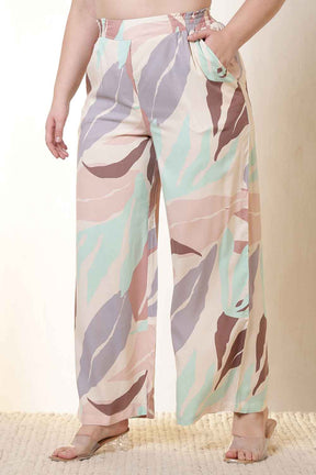 Plus Size Multi-Color Abstract Print Rayon Kurta Coord Set