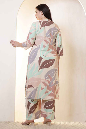 Plus Size Multi-Color Abstract Print Rayon Kurta Coord Set