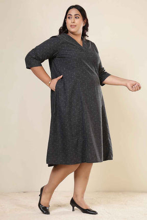 Plus Size Ash Black Denim Cotton Dress