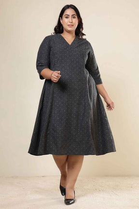 Plus Size Ash Black Denim Cotton Dress