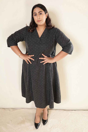 Plus Size Ash Black Denim Cotton Dress