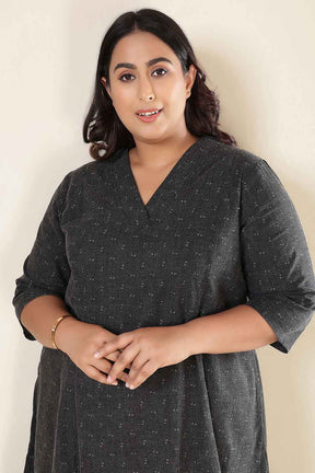 Plus Size Ash Black Denim Cotton Dress