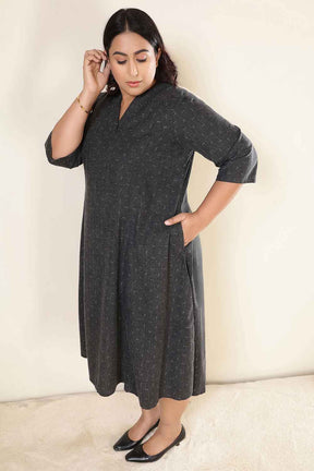 Plus Size Ash Black Denim Cotton Dress