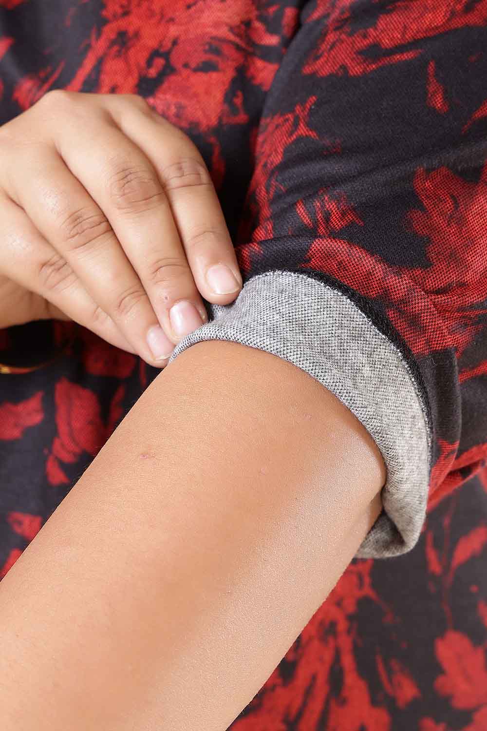 Plus Size Red Floral A Line SnugWeave™ Dress for Women