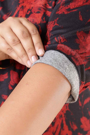 Plus Size Red Floral A Line SnugWeave™ Dress