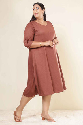 Plus Size Rust A Line SnugWeave™ Dress
