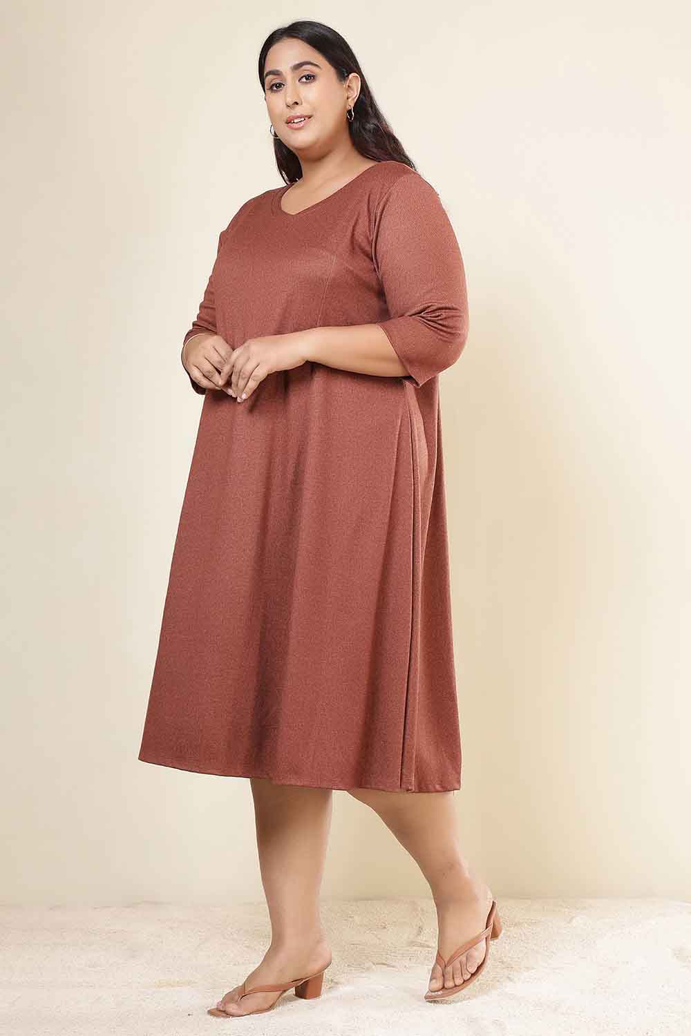 Plus Size Rust A Line SnugWeave™ Dress