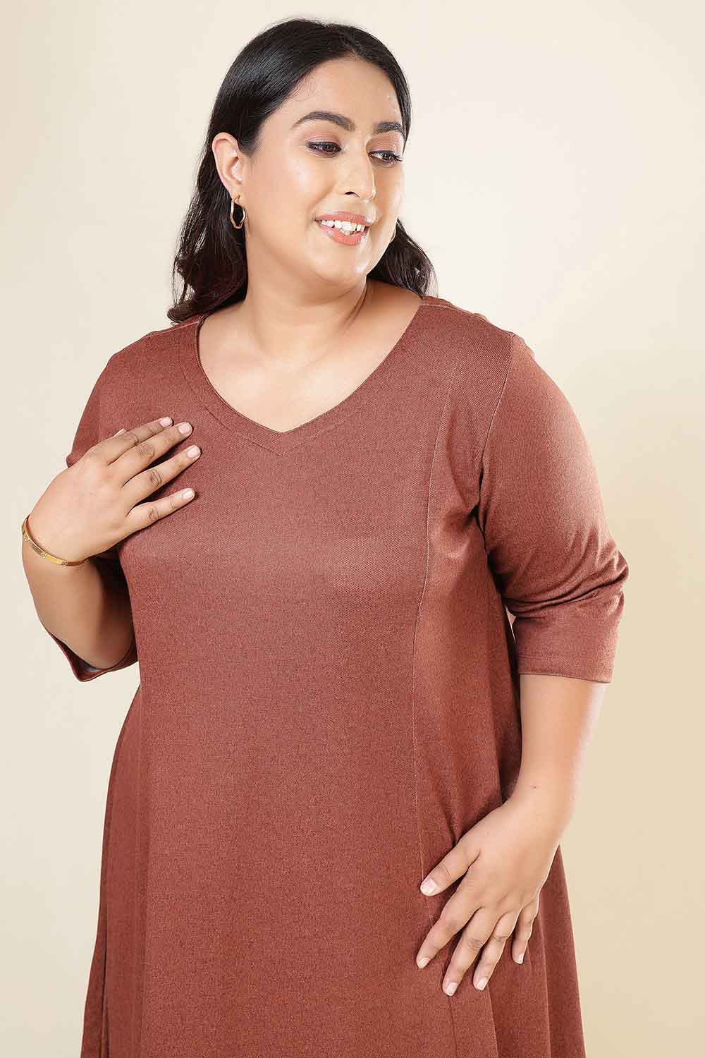 Plus Size Rust A Line SnugWeave™ Dress